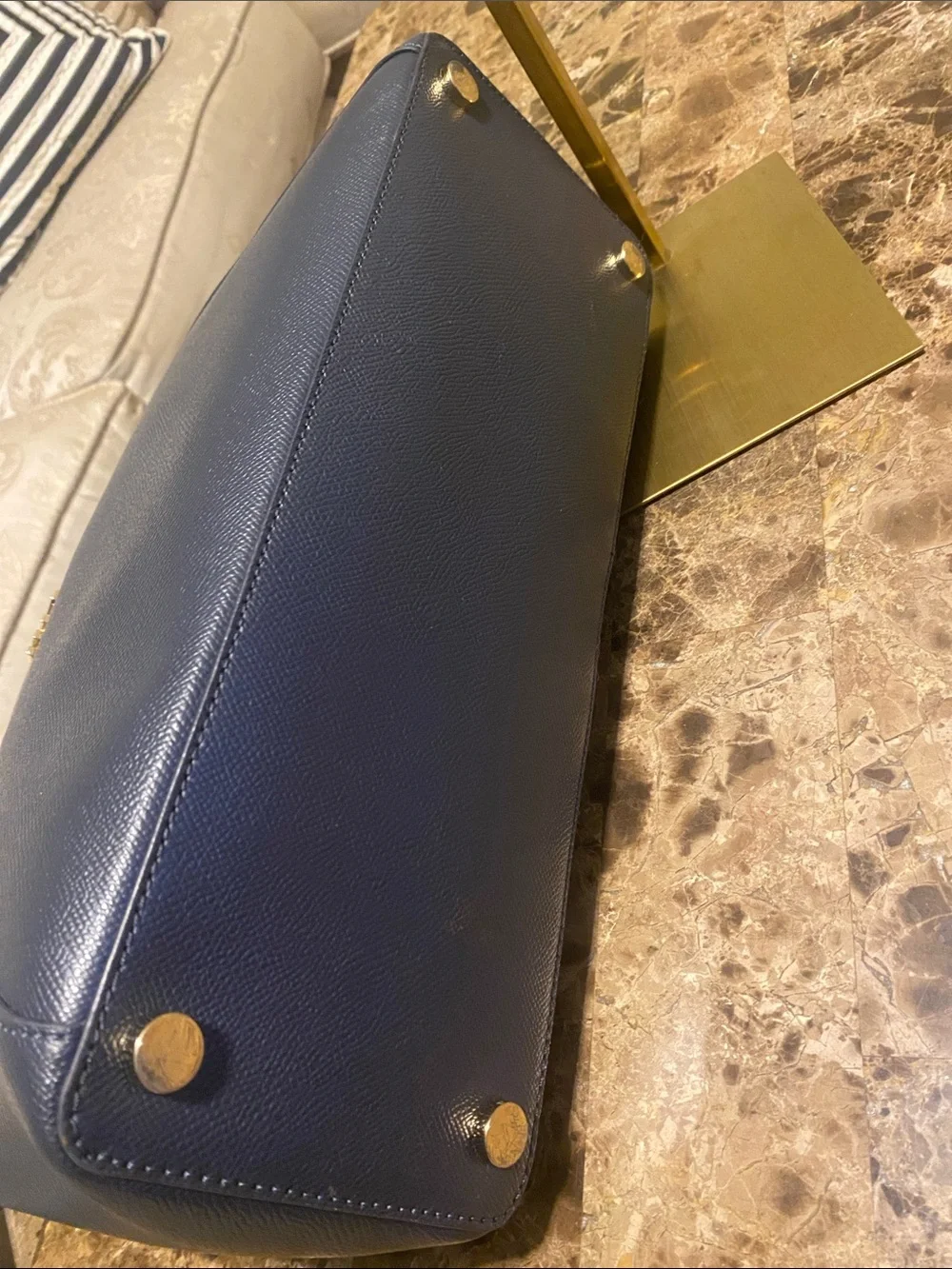 Michael Kors Dark Navy Saffiano Tote with Gold Hardware